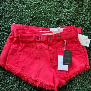 KanCan Red Denim Cutoff Shorts